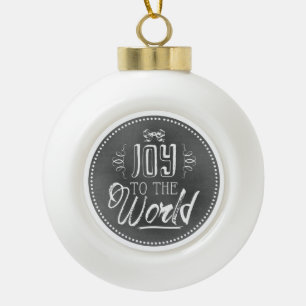 Chique Vrolijke Krijtbord Joy To The World Keramische Bal Ornament