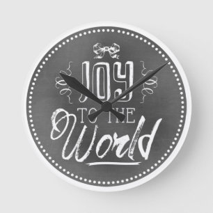 Chique Vrolijke Krijtbord 'Joy to the World' Ronde Klok