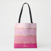 chique vrouwelijk modern roze goud Naam Tote Bag (Voorkant)
