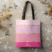 chique vrouwelijk modern roze goud Naam Tote Bag