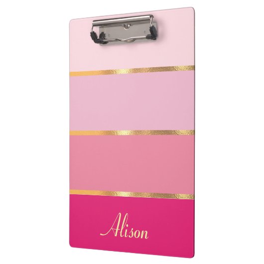 chique vrouwelijk roze goud Naam Klembord (Links)