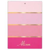 chique vrouwelijk roze goud Naam Klembord (Achterkant)