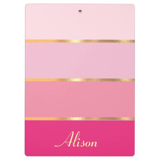 chique vrouwelijk roze goud Naam Klembord (Achterkant)
