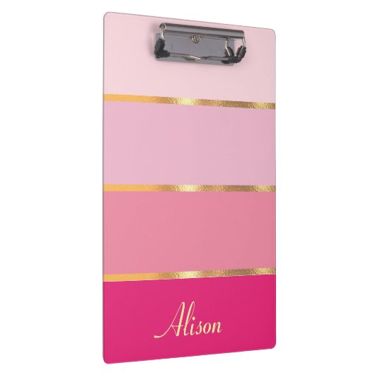 chique vrouwelijk roze goud Naam Klembord (Rechts)
