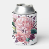 Chique vrouwelijk roze Waterverf bloemig Blikjeskoeler (Blikje Voorkant)