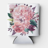 Chique vrouwelijk roze Waterverf bloemig Blikjeskoeler (Voorkant)