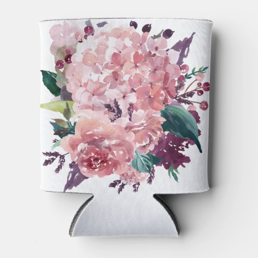 Chique vrouwelijk roze Waterverf bloemig Blikjeskoeler (Voorkant)