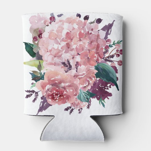 Chique vrouwelijk roze Waterverf bloemig Blikjeskoeler (Achterkant)