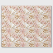 Chique vrouwelijke bloemen en gouden kerst cadeaupapier (Vlak)