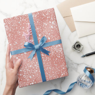 Chique Vrouwelijke Blos Roze Glitter Patroon Cadeaupapier
