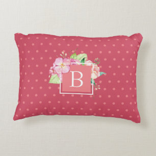 Chique vrouwelijke monogram beginletter met roze s accent kussen