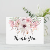 Chique Watercolor Landelijk Bloem Thank You Kaart (Staand voorkant)