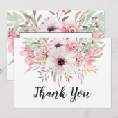 Chique Watercolor Landelijk Bloem Thank You Kaart (Voorkant / Achterkant)