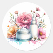Chique Watercolor Nagelsalon Ronde Sticker (Voorkant)