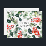 Chique Waterverf bessen en groen Oh So Merry Briefkaart<br><div class="desc">Chique Waterverf bessen en groen Oh So Merry Holiday Briefkaart.</div>
