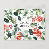 Chique Waterverf bessen en groen Oh So Merry Briefkaart (Voorkant)