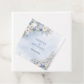 Chique waterverf blauw bloempje eucalyptus groen bedankjes labels (In situ)