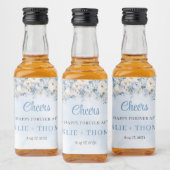 Chique waterverf blauw en ivoor rozen eucalyptus likeurfles etiket (Flessen)