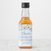 Chique waterverf blauw en ivoor rozen eucalyptus likeurfles etiket (Voorkant)