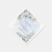 Chique waterverf blauwe hortensia witte bloemetjes servet (Hoek)