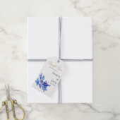 Chique Waterverf Blauwe Wildbloemen bruiloft Cadeaulabel (Met Touw)