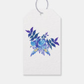 Chique Waterverf Blauwe Wildbloemen bruiloft Cadeaulabel (Achterkant)