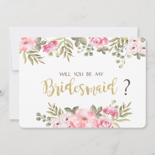 Chique waterverf bloem bruidsmeisje kaart (Voorkant)