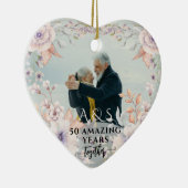 Chique Waterverf Bloem Bruiloft Jubileum 2 Foto Keramisch Ornament (Rechts)