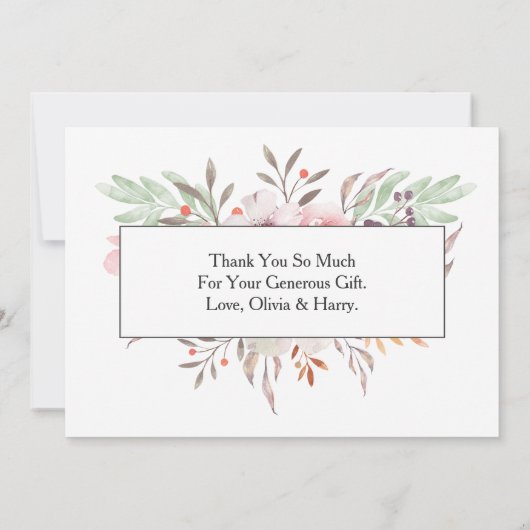 Chique Waterverf Bloem Hart Bedankkaart (Achterkant)