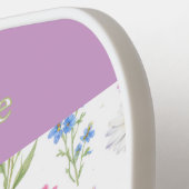 Chique Waterverf Bloem Monogramnaam  Pickleball Paddle (Links Detail)