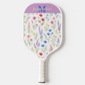 Chique Waterverf Bloem Monogramnaam  Pickleball Paddle (Achterkant)