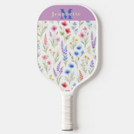 Chique Waterverf Bloem Monogramnaam Pickleball Paddle