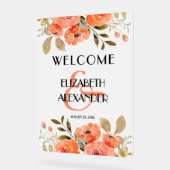 Chique waterverf bloemachtige huwelijksbegroeting acryl bord (Hoek)