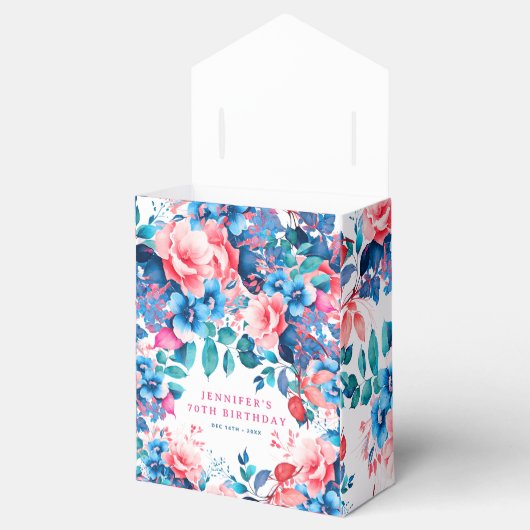 Chique Waterverf Bloemen 70e Verjaardag Bedankdoosjes (Geopend)