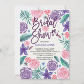 Chique Waterverf Bloemen Bruidsdouche Uitnodiging (Voorkant)