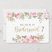 Chique waterverf bloemen bruidsmeisje kaart (Voorkant)