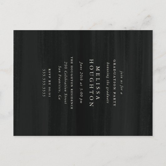 Chique Waterverf Bloemen Foto Afstudeerfeest Uitnodiging Briefkaart (Achterkant)