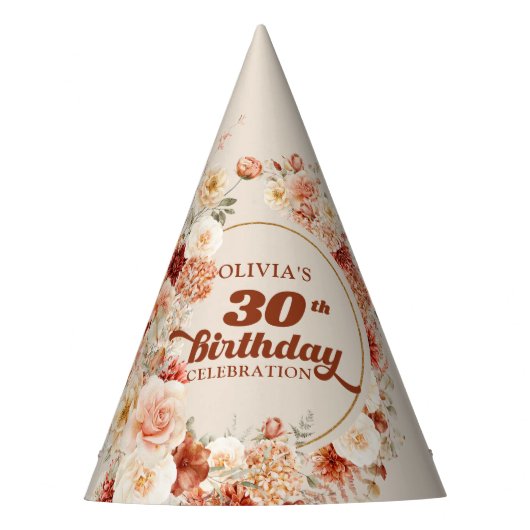 Chique waterverf bloemen herfst kleuren koperblush feesthoedjes (Voorkant)