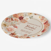 Chique waterverf bloemen herfst kleuren koperblush papieren bordje (Gekanteld)