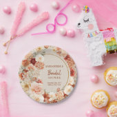 Chique waterverf bloemen herfst kleuren koperblush papieren bordje (Feest)