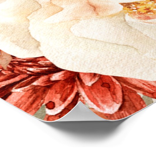 Chique waterverf bloemen herfstkleuren koper Welko Poster (Hoek)