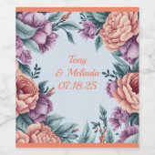 Chique Waterverf Bloemen Lijst Etiketten (Enkel label)