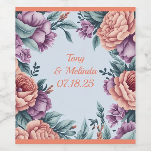 Chique Waterverf Bloemen Lijst Etiketten (Enkel label)