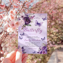 Chique Waterverf Bloemen Meisje Vlinder Baby showe