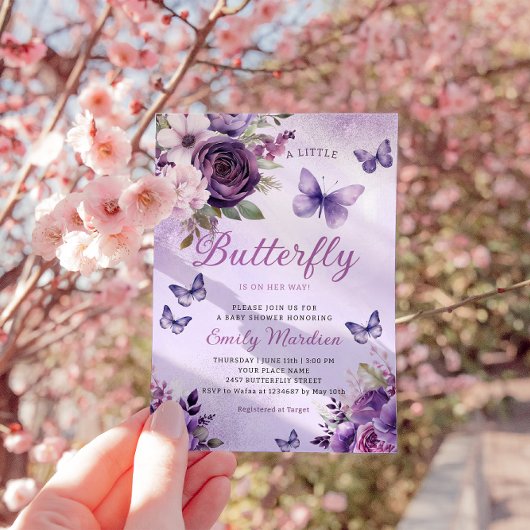 Chique Waterverf Bloemen Meisje Vlinder Baby showe Kaart