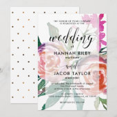 Chique Waterverf Bloemen met Faux Gold Stippen Bru Kaart (Voorkant / Achterkant)