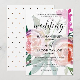 Chique Waterverf Bloemen met Faux Gold Stippen Bru Kaart