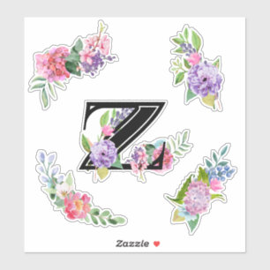 Chique Waterverf Bloemen met Letter Z Sticker