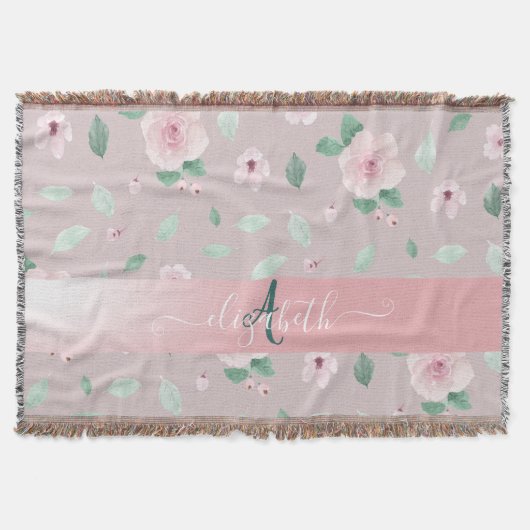 Chique waterverf bloemen monogram deken (Voorkant)