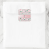 Chique Waterverf Bloemen Monogram Vierkante Sticker (Tas)